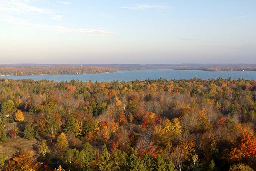 The view from Old Baldy with Clark Lake and endless forest.