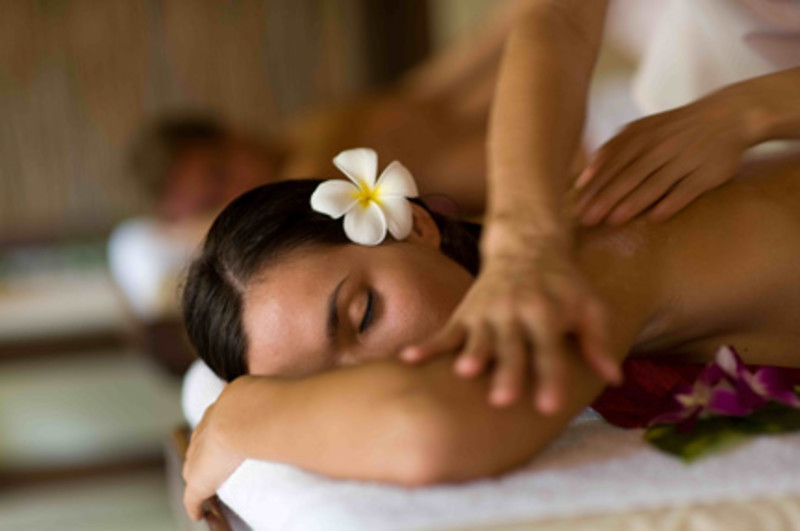 A woman getting a massage at Lavender Spa.