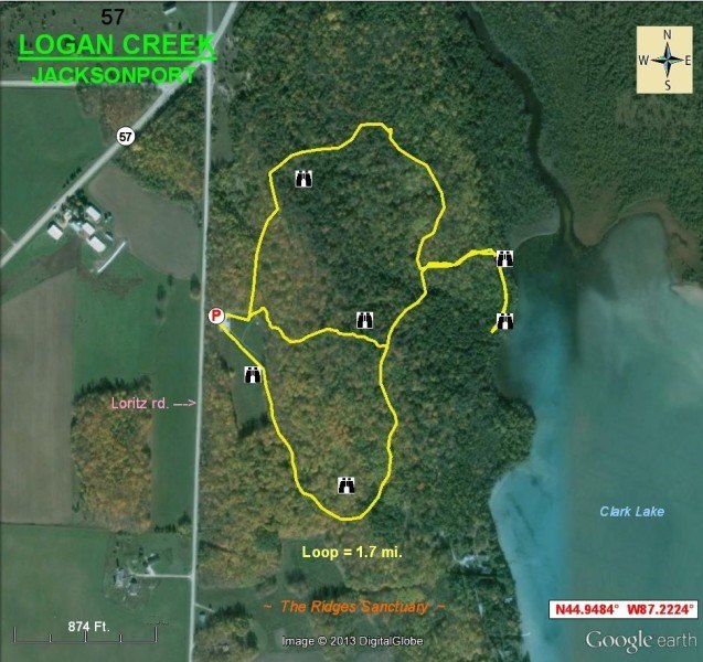 Aerial view map of Logan Creek in Jacksonport