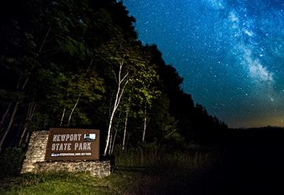 Newport state park with the Milky Way in the background.