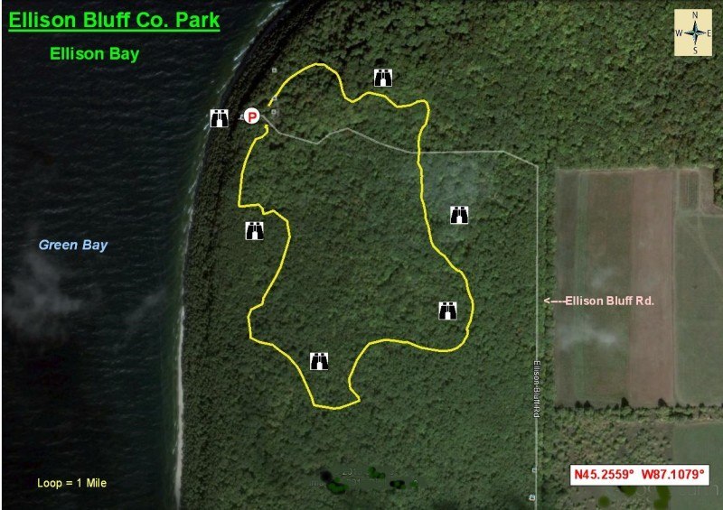 Aerial view map of Ellison Bay Bluff Park