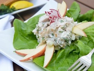Whitefish salad on a bed of lettuce