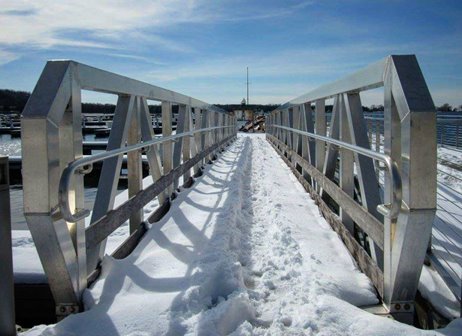 A snow-covered bridge.