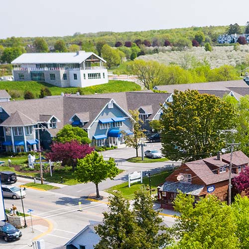 Aerial view of lodging in Egg Harbor