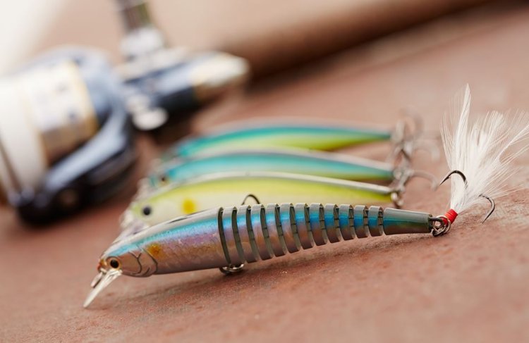 A closeup of fishing lures.