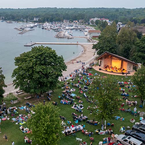 Aerial view of an outdoor concert