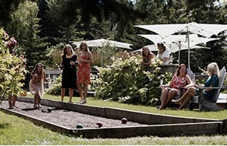 Women playing bocce ball in at Door County winery