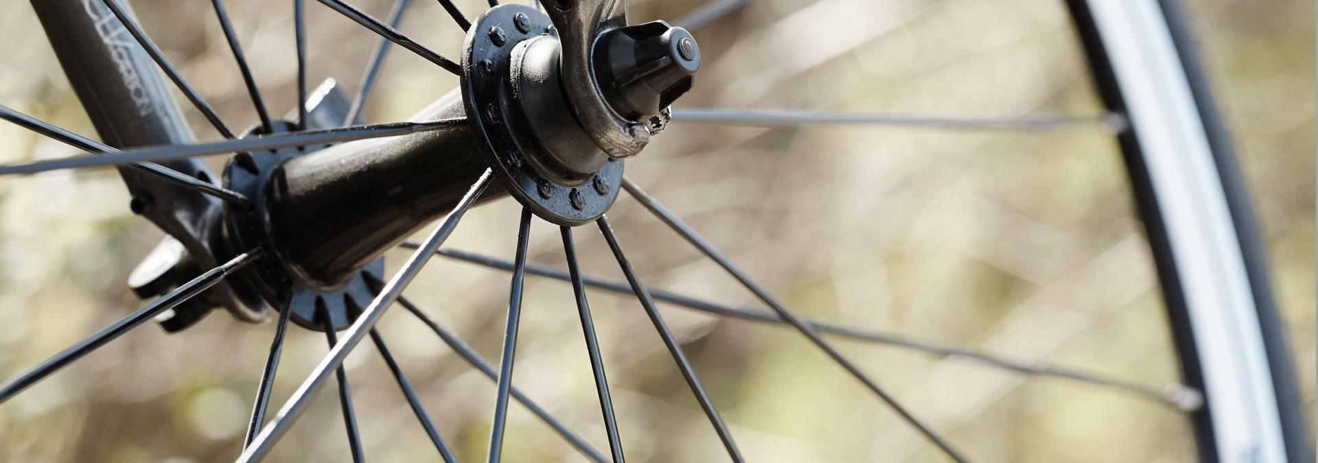 A closeup of a bicycle wheel.