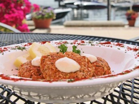 Crab cakes in a bowl