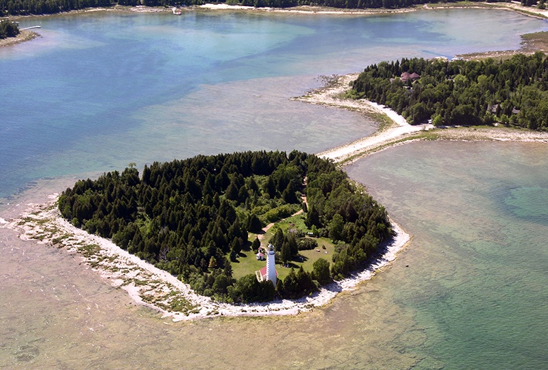 An aerial view of Cana Island