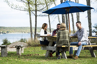 People at a picnic table