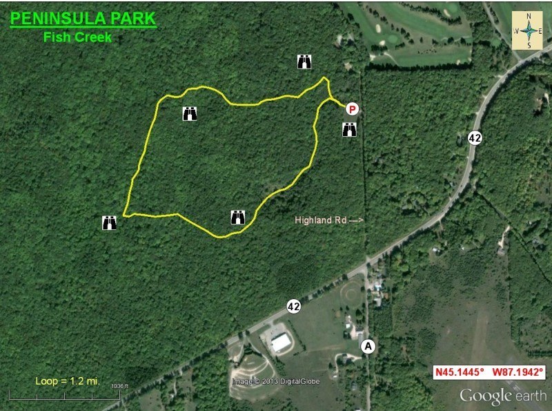 Aerial view map of Peninsula State Park 