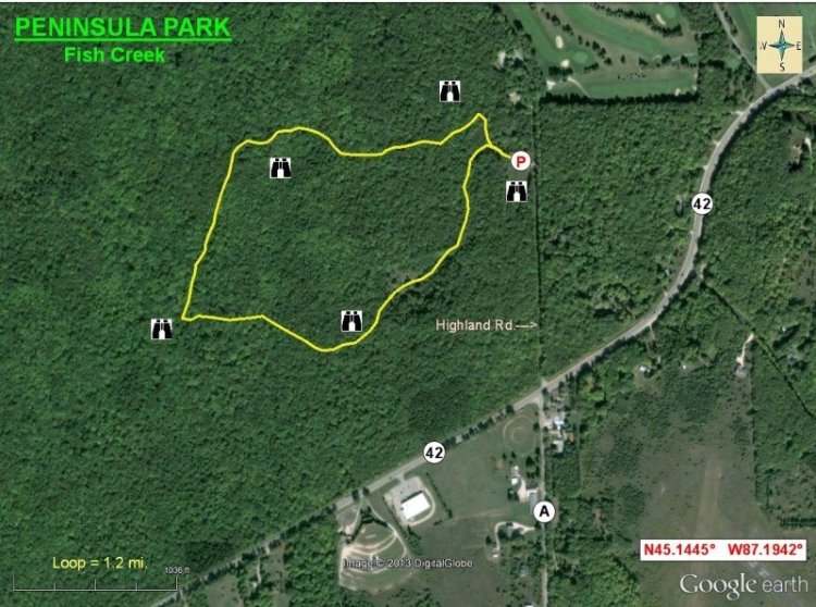 Aerial view map of Peninsula State Park 