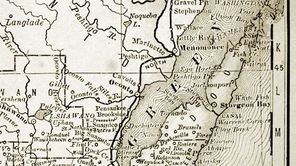Historic map of the Door County peninsula.