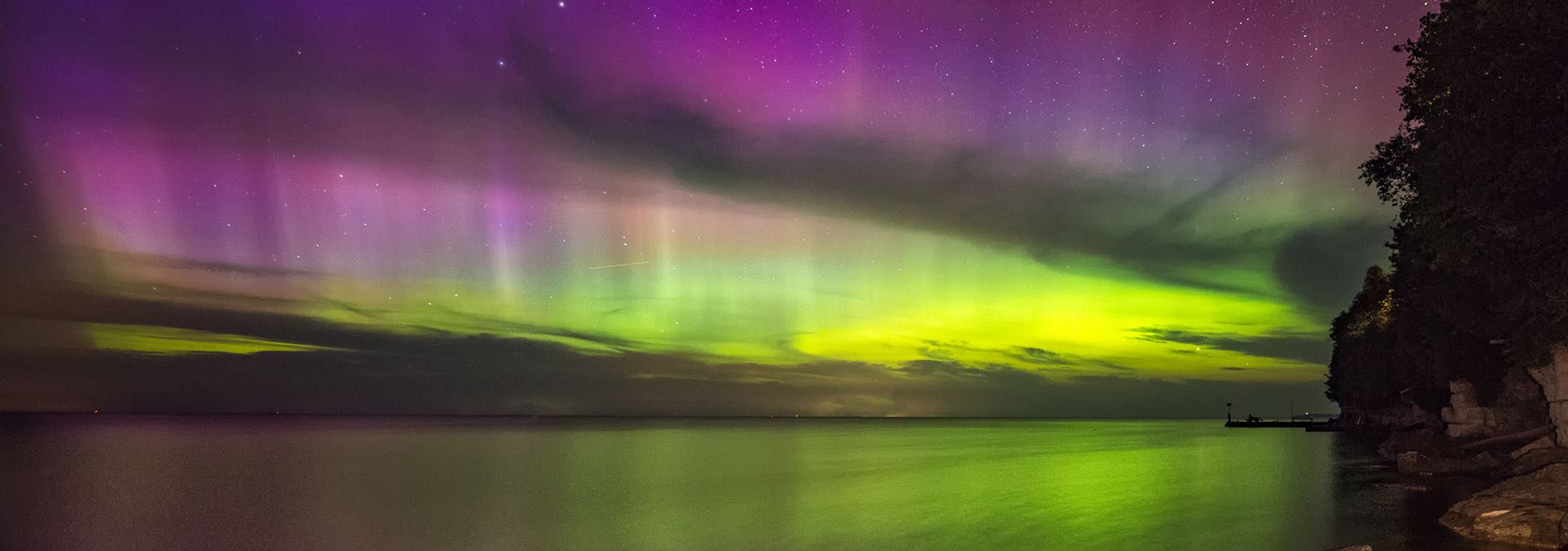 The Northern Lights over the lake.