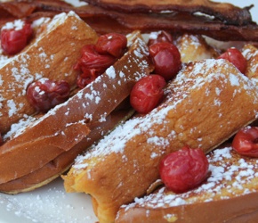 Closeup of French toast.