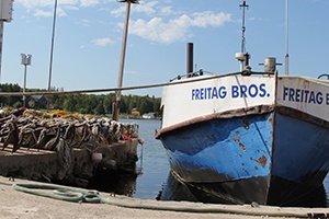 A docked fishing boat