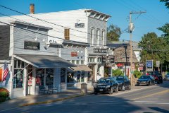 A road lined with shops.