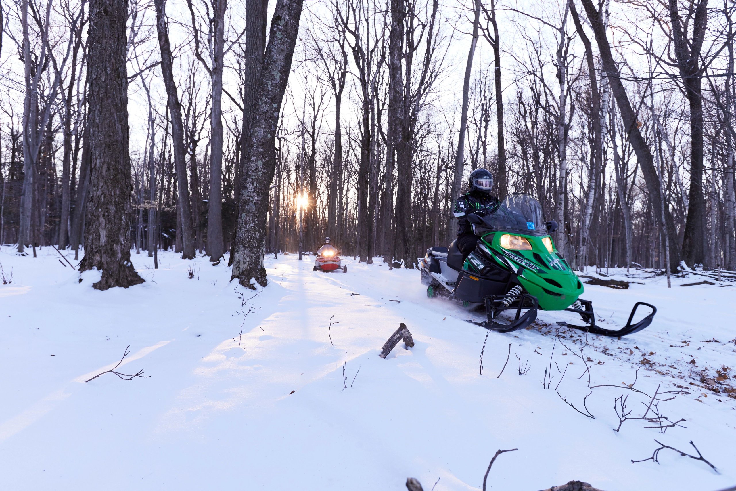 Go for a Ride in Door County This Winter Snowmobiling in Potawatomi State Park.