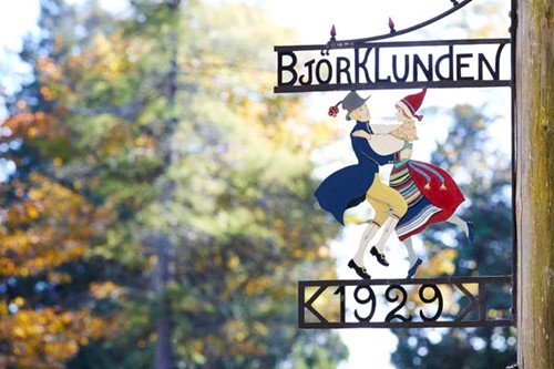 Swedish Heritage in Door County A Swedish-inspired sign at Bjorklunden.