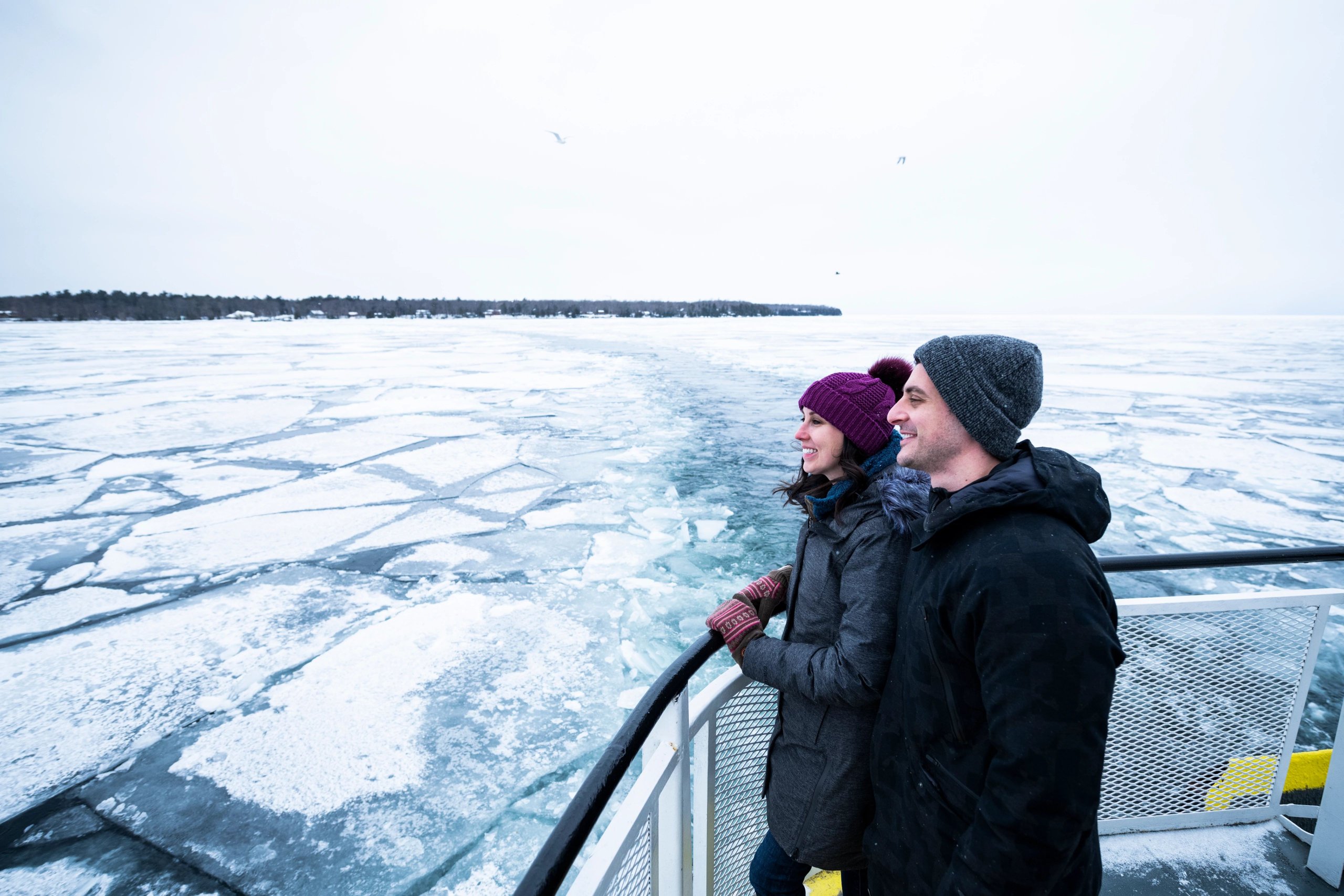 Go for a Ride in Door County This Winter Onboard the Washington Island Ferry in winter.
