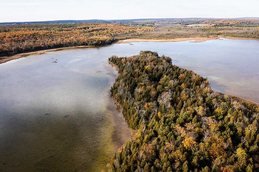 DC Land Trust: Preserving Mother Earth An aerial view of Kangaroo Lake and its wooded causeway.
