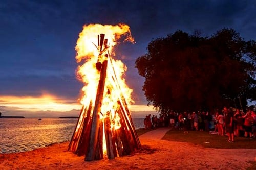 Swedish Heritage in Door County A sunset bonfire during Fyr Bal.