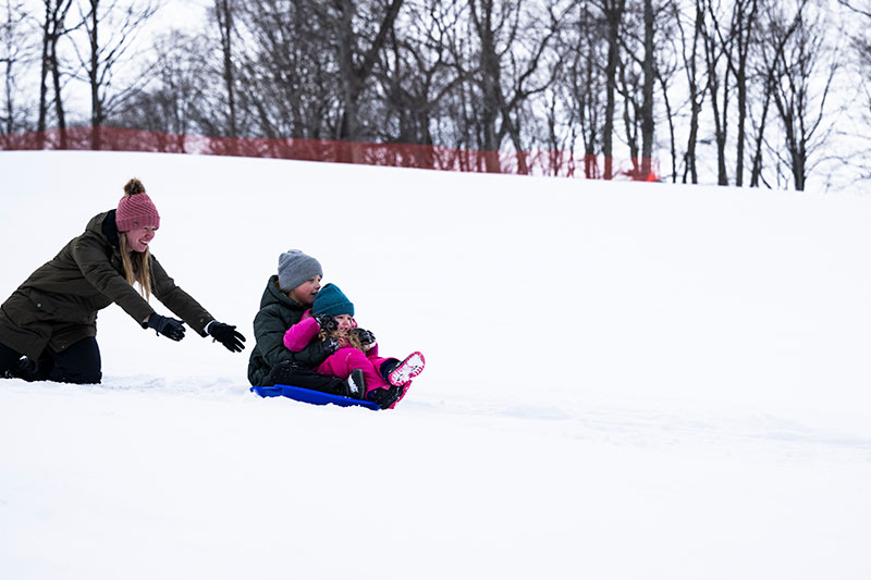 Then and Now: Hill 17 Sledding & Peninsula State Park Ski Jump Kids sledding at Hill 17