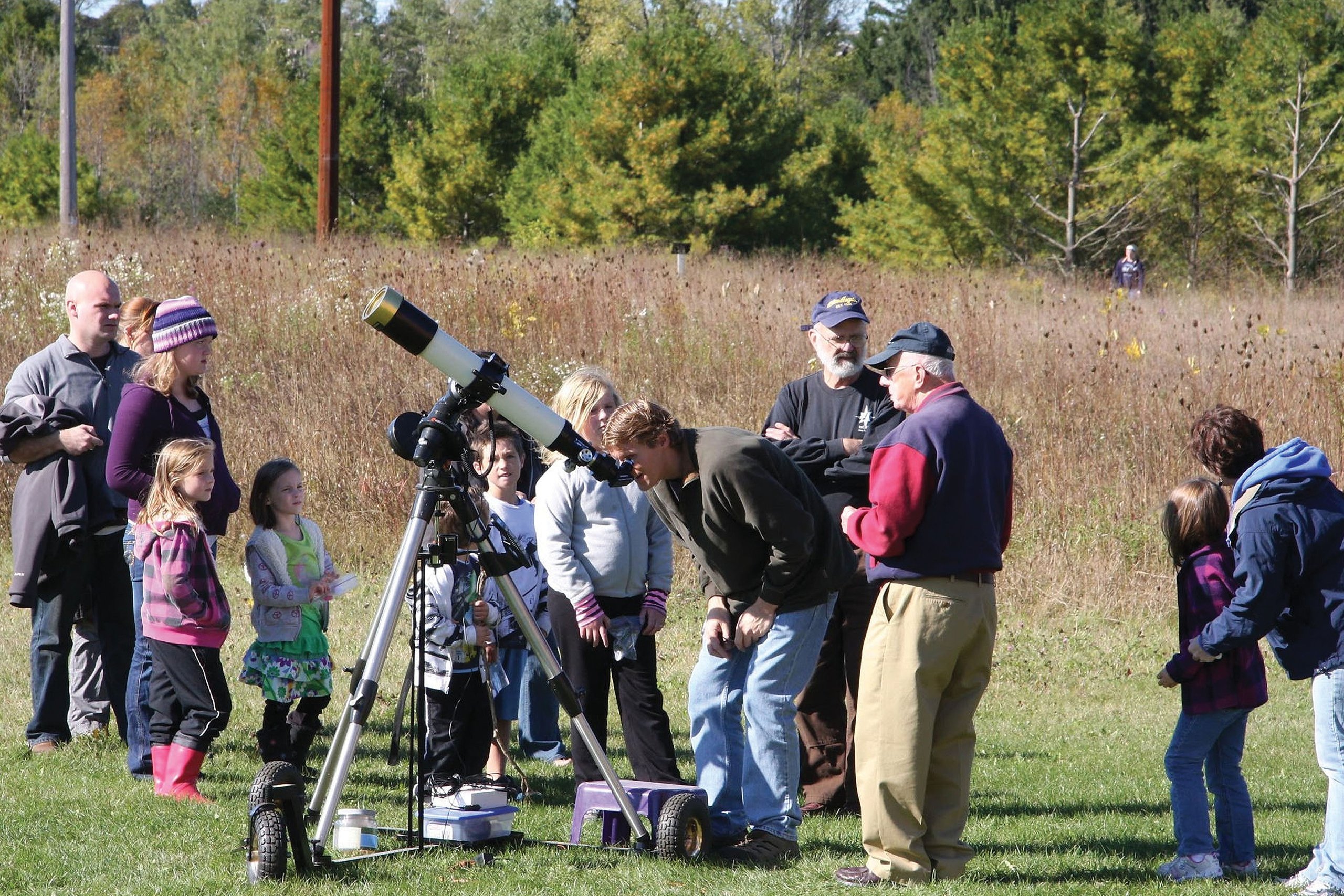 Star Search: Astrotourism in Door County Star-seeking visitors at Crossroads at Big Creek garthered in the outdoor Star Garden.