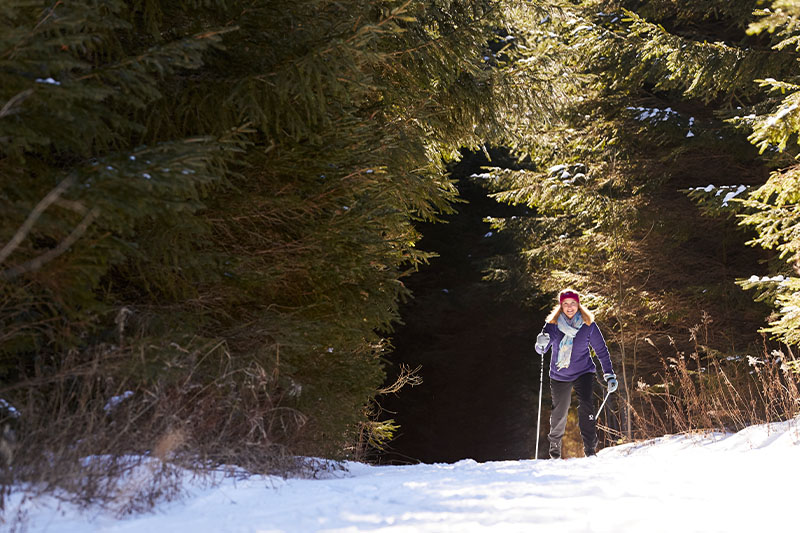 Winter Activities by Snow Type in Door County Cross country skiing at Crossroads at Big Creek in Sturgeon Bay.