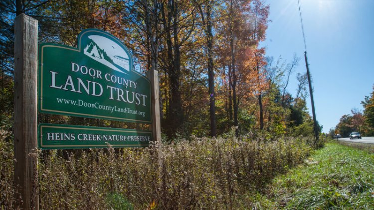 Nature Preserves & Conservation A sign for Door County Land Trust.