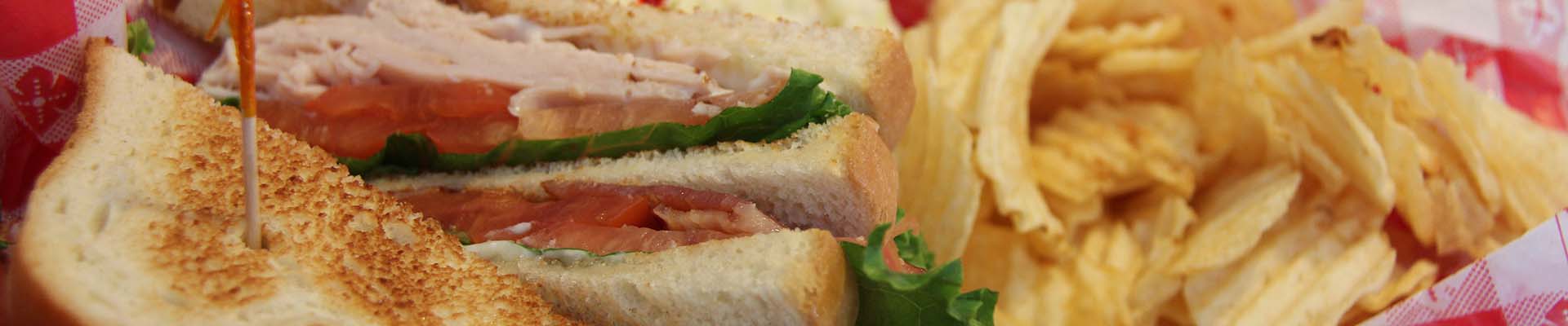 Lunch Spots Close up of a sandwich and chips