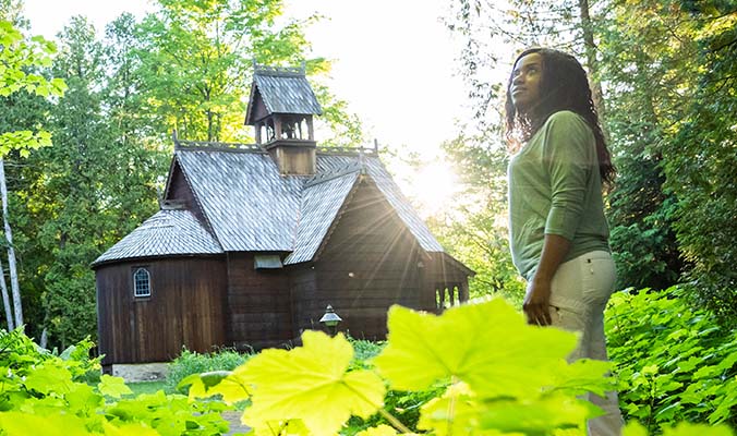 A woman immersed in nature
