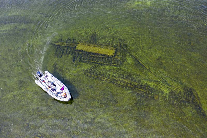 Aerial view of shipwreck