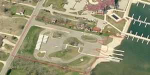 Boat Launches in Door County Carmody Park from the air