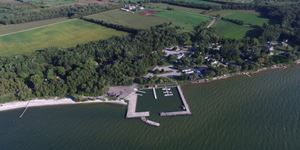 Boat Launches in Door County Chaudoirs Dock from the air