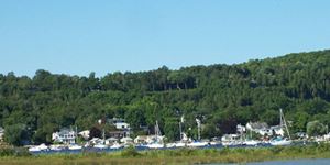 Boat Launches in Door County Fish Creek Marina in the distance
