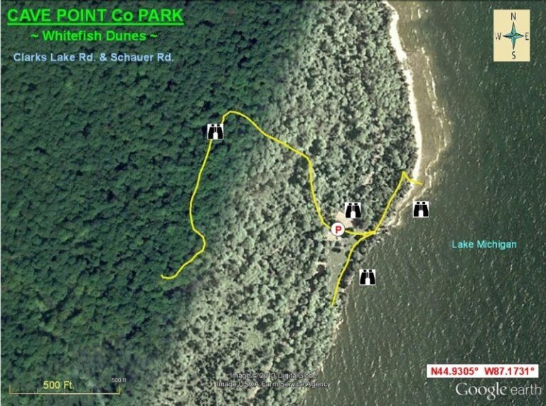 Birding Maps Aerial view map of Cave Point