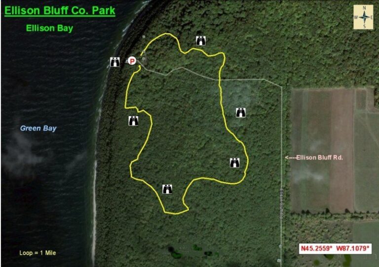 Birding Maps Aerial view map of Ellison Bay Bluff Park