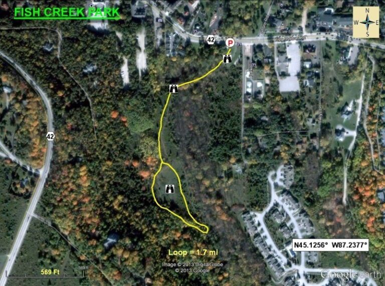 Birding Maps Aerial view map of Fish Creek Park
