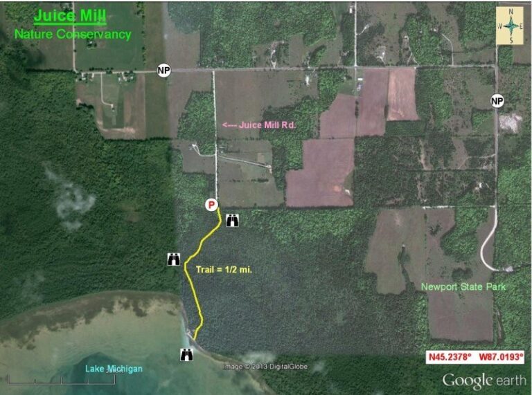 Birding Maps Aerial view map of Juice Mill Nature Conservatory