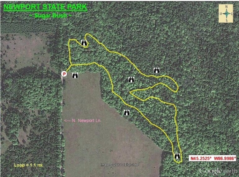 Birding Maps Aerial view map of Sugar Bush in Newport State Park