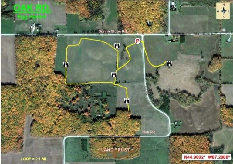 Birding Maps Aerial view map of Oak Rd in Egg Harbor