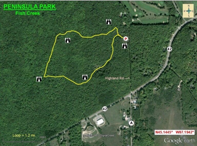 Birding Maps Aerial view map of Peninsula State Park