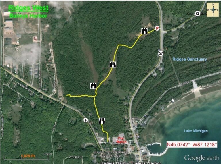 Birding Maps Aerial view map of Ridges West in Baileys Harbor