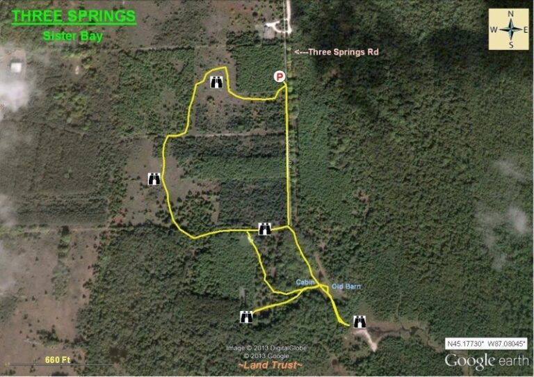 Birding Maps Aerial view map of Three Springs in Sister Bay